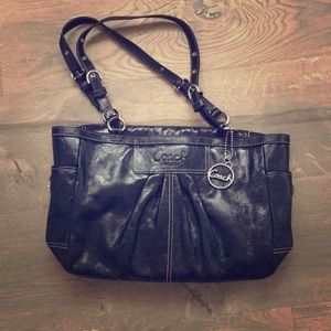 Coach black leather handbag